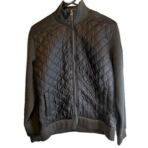 Takari Quilted Bomber Jacket Charcoal Grey Zip Front Athleisure Mens Size Medium